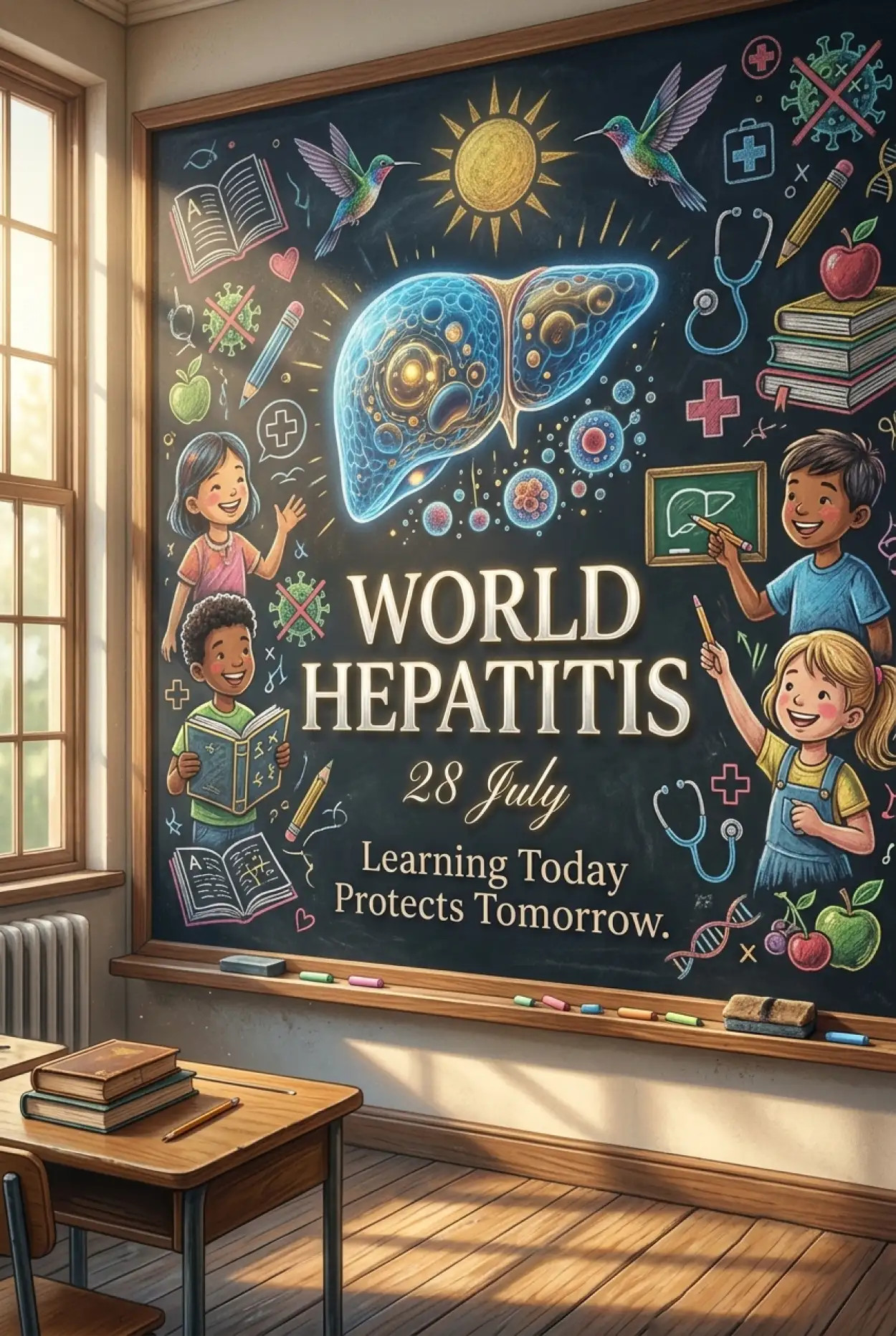 Free Download World Hepatitis Day Medical Illustration - High Quality World Hepatitis Day 2026 Image