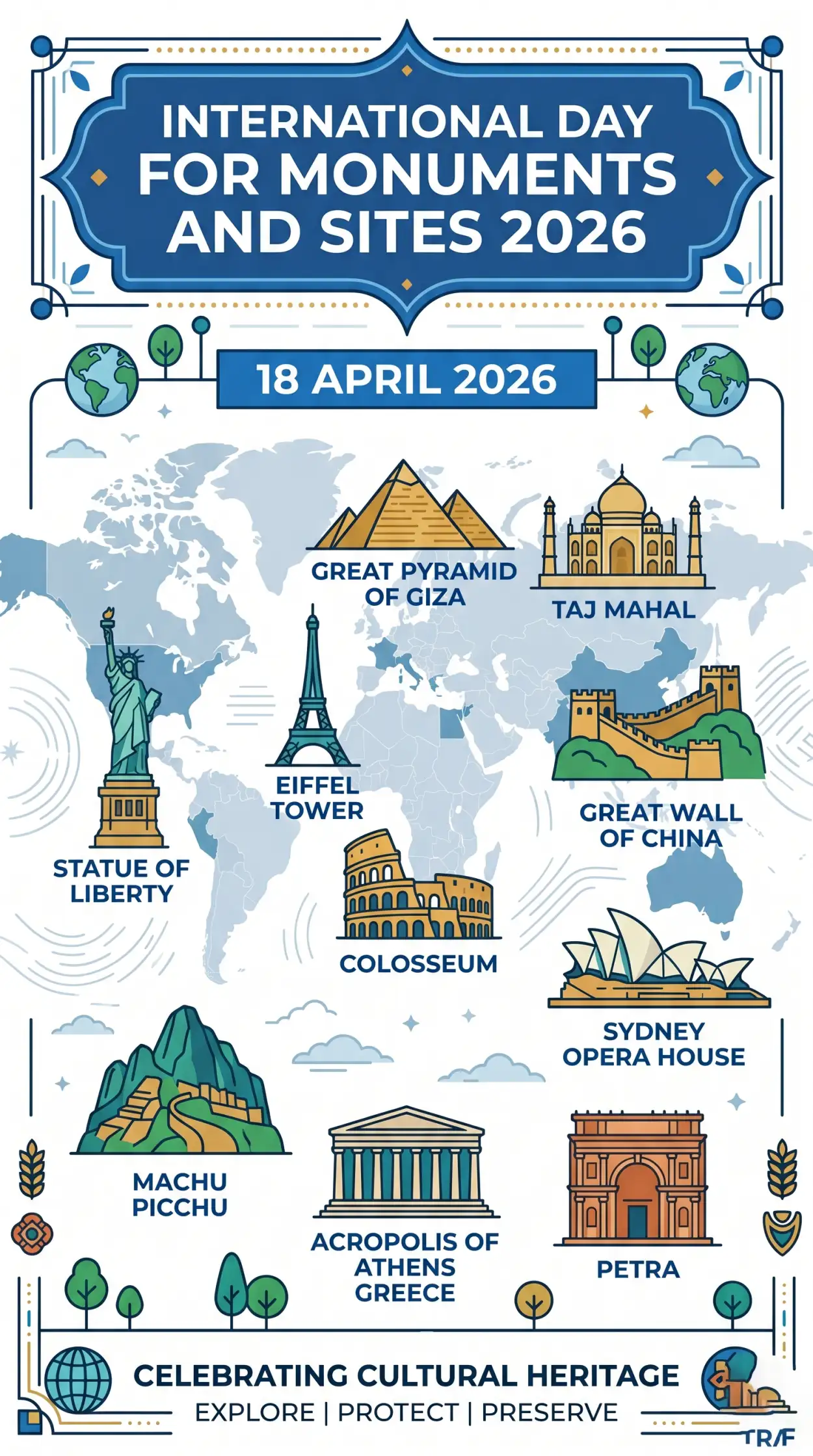Free Download World Heritage Sites Vector Png - High Quality International Day For Monuments And Sites 2026 Transparent PNG