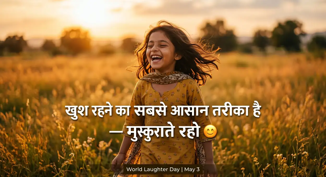 Free Download World Laughter Day 2026 Hindi Quotes Images - High Quality World Laughter Day 2026 Image