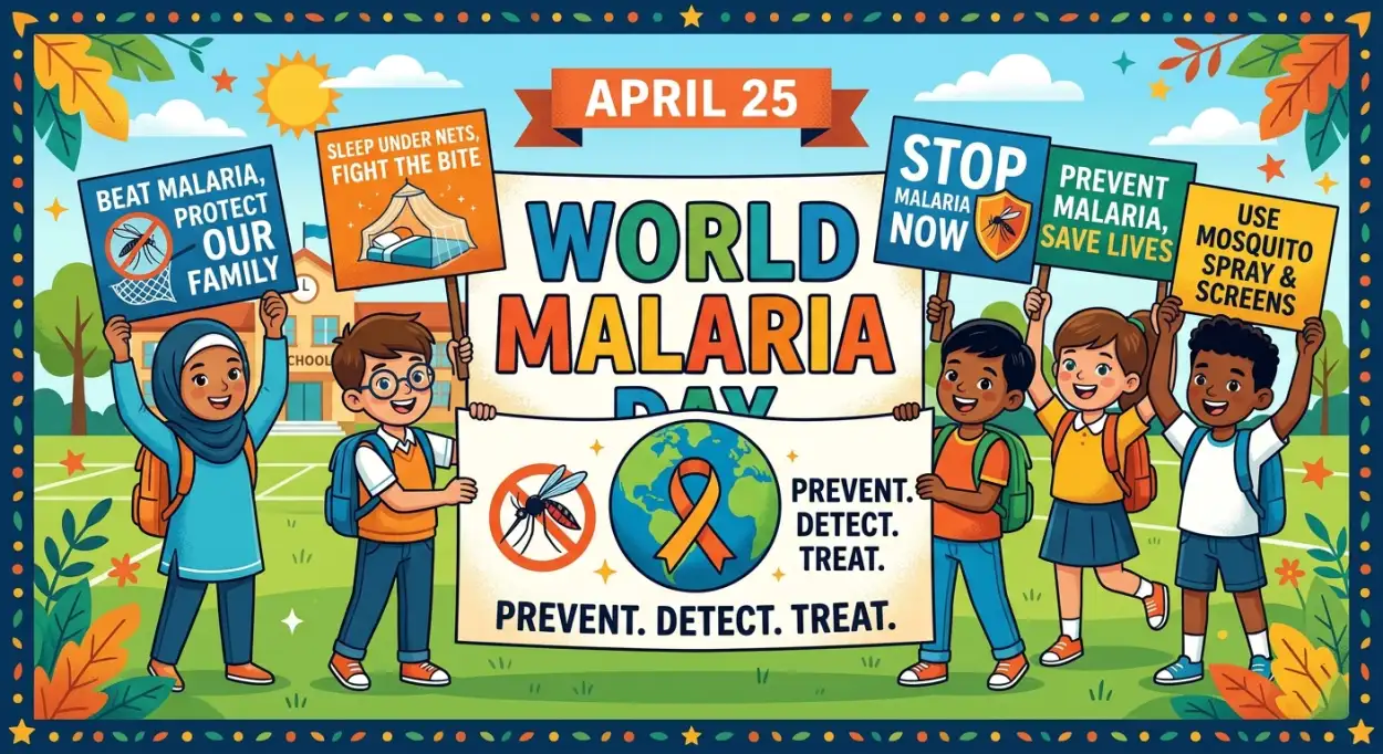 Free Download World Malaria Day 2026 Health Tips Posters - High Quality World Malaria Day 2026 Image