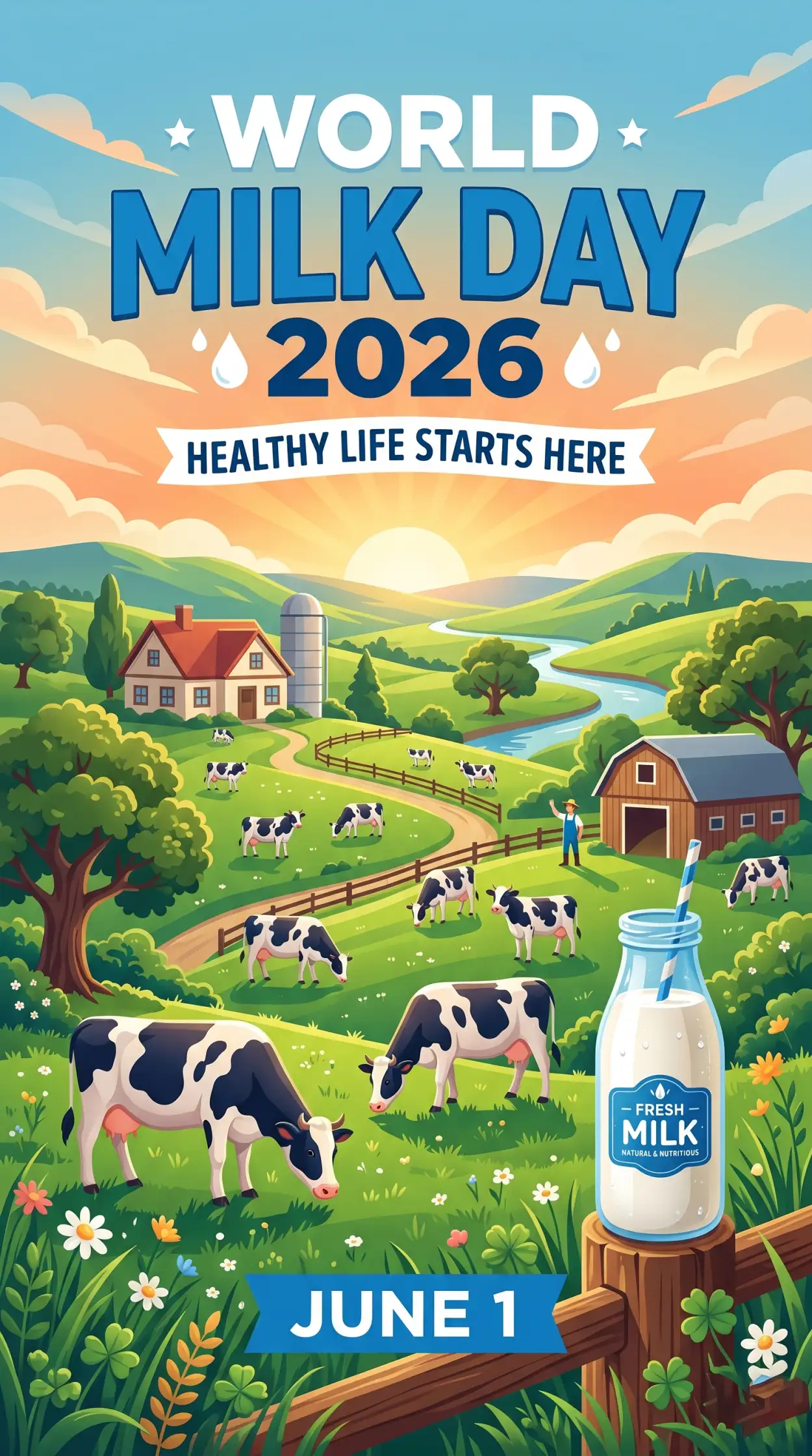 Free Download World Milk Day 2026 Dairy Awareness Event Posters - High Quality World Milk Day 2026 Image