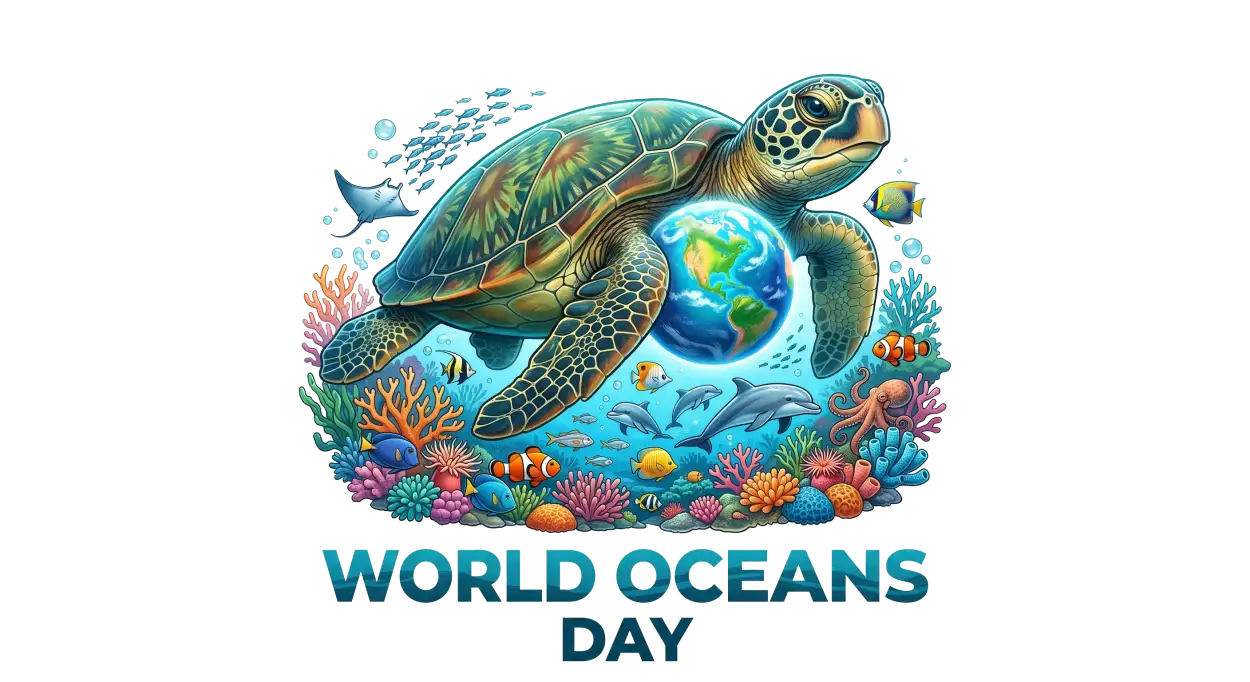 Free Download World Oceans Day Png With Turtle Illustration - High Quality World Oceans Day Png Transparent PNG