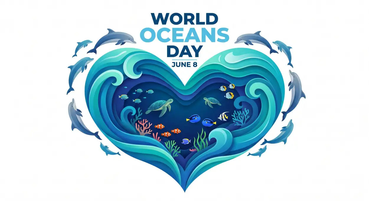 Free Download World Oceans Day Social Media Post Featuring Fish Schools - High Quality World Oceans Day Social Media Post Image