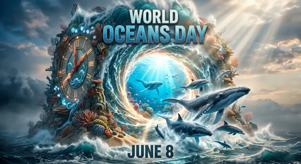 Free Download World Oceans Day Social Media Post Featuring Sharks - High Quality World Oceans Day Social Media Post Image