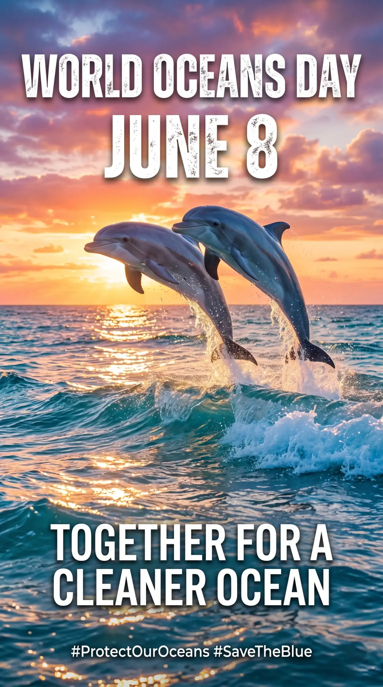 Free Download World Oceans Day Social Media Post With Dolphins - High Quality World Oceans Day Social Media Post Image