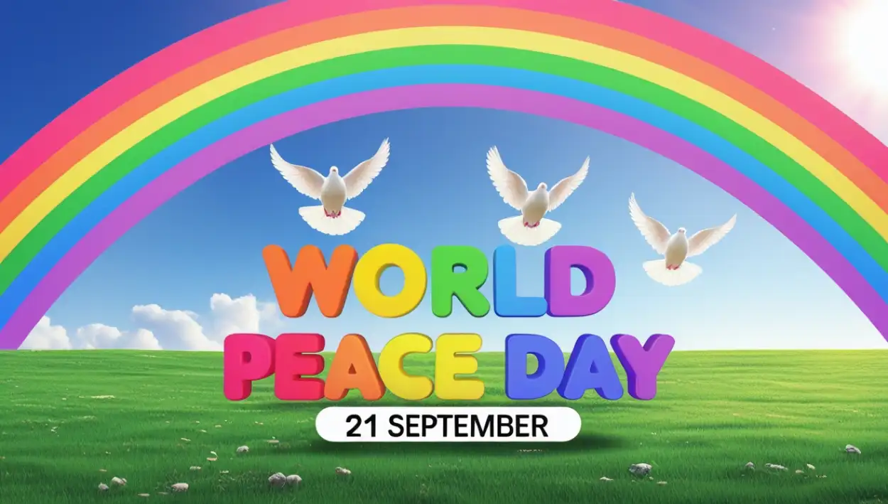 World Peace Day posters with slogans in English
