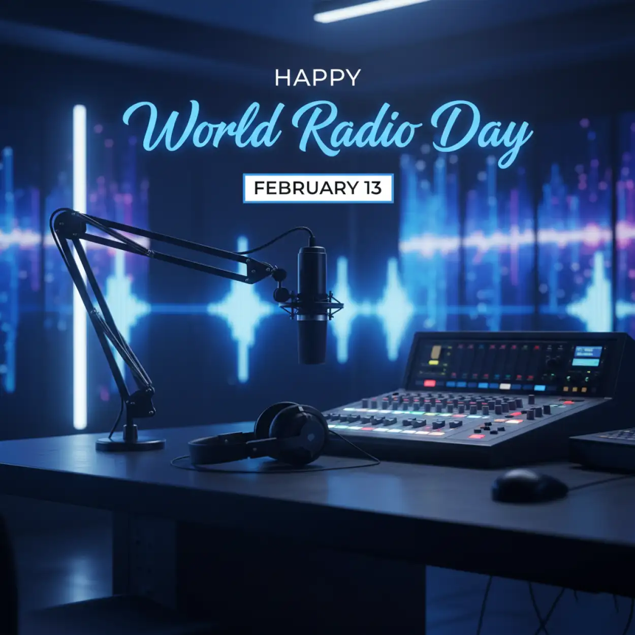 world radio day radio studio background