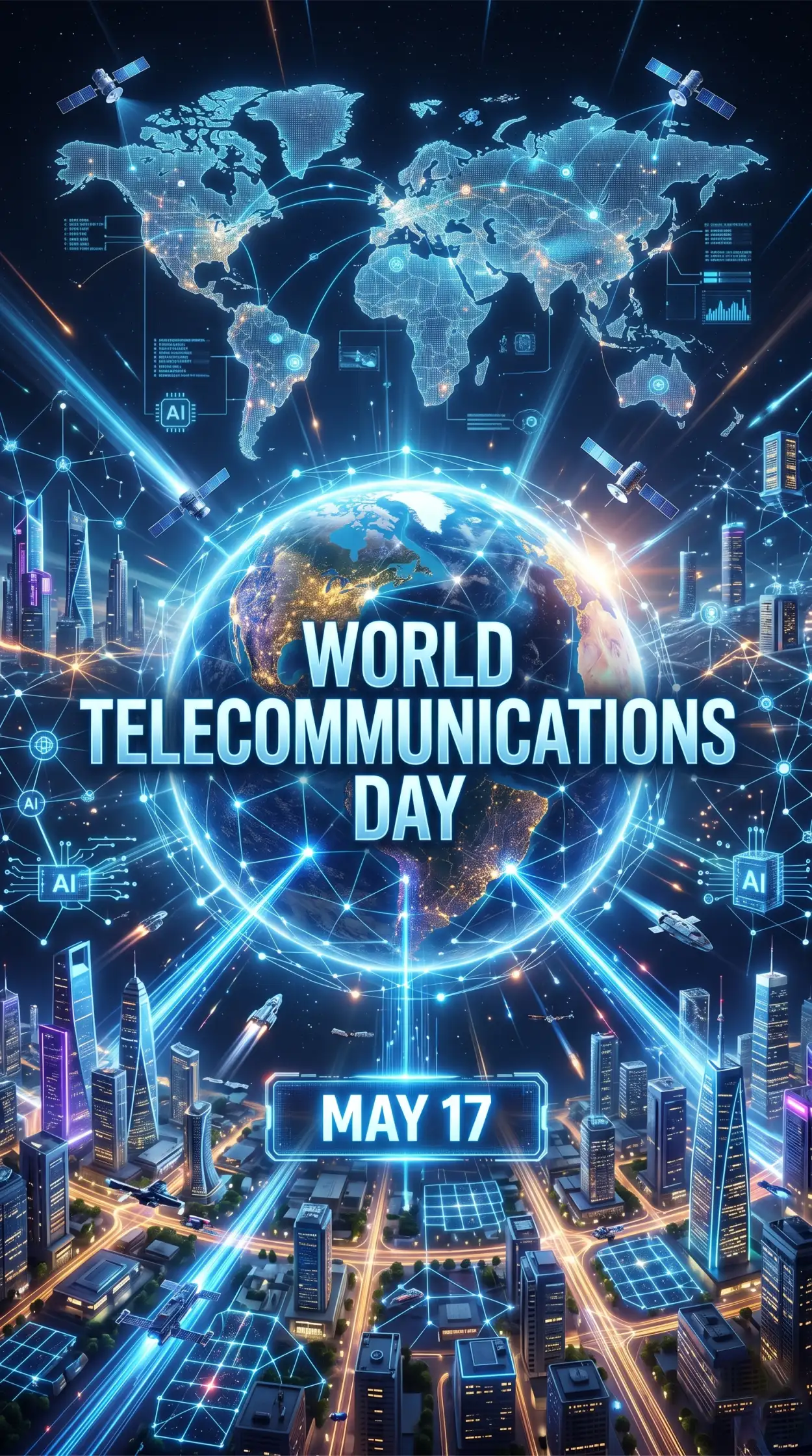 Free Download World Telecommunications Day 2026 Digital World Poster - High Quality World Telecommunications Day Image