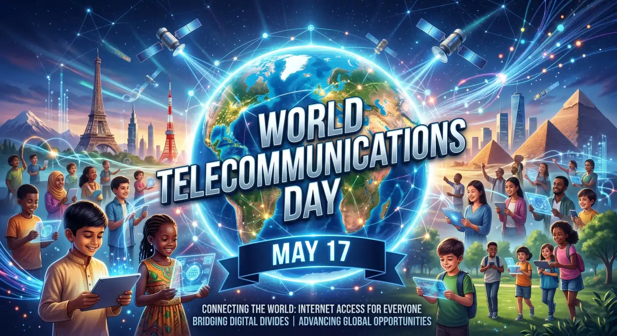Free Download World Telecommunications Day 2026 Internet Access Awareness Poster - High Quality World Telecommunications Day Image