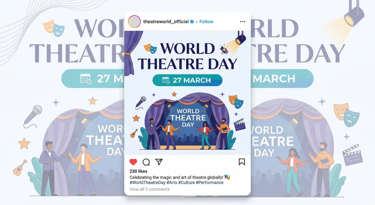 Free Download World Theatre Day Content Ideas For Instagram Reels - High Quality World Theatre Day Image
