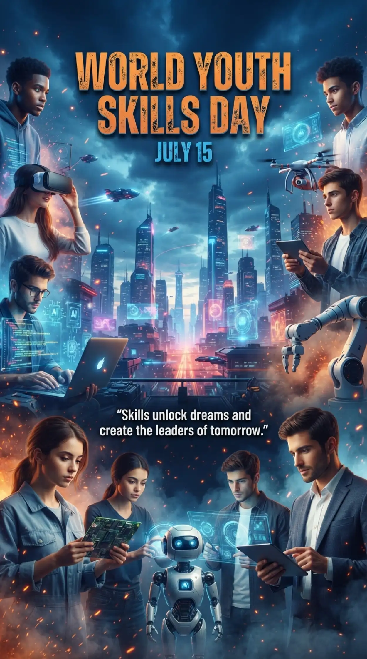 Free Download World Youth Skills Day 2026 Blue Theme Poster - High Quality World Youth Skills Day 2026 Poster Image