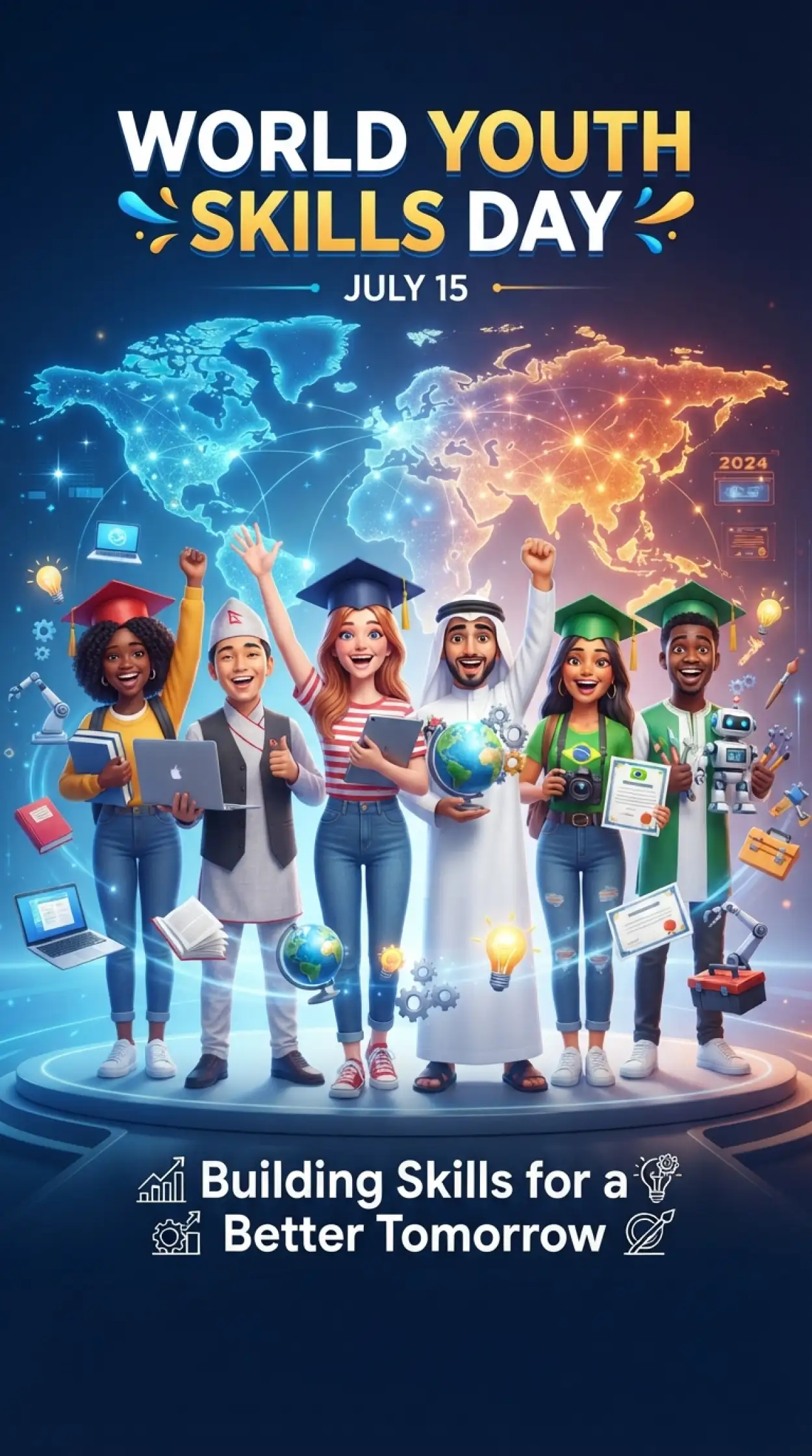 Free Download World Youth Skills Day 2026 College Poster - High Quality World Youth Skills Day 2026 Poster Image