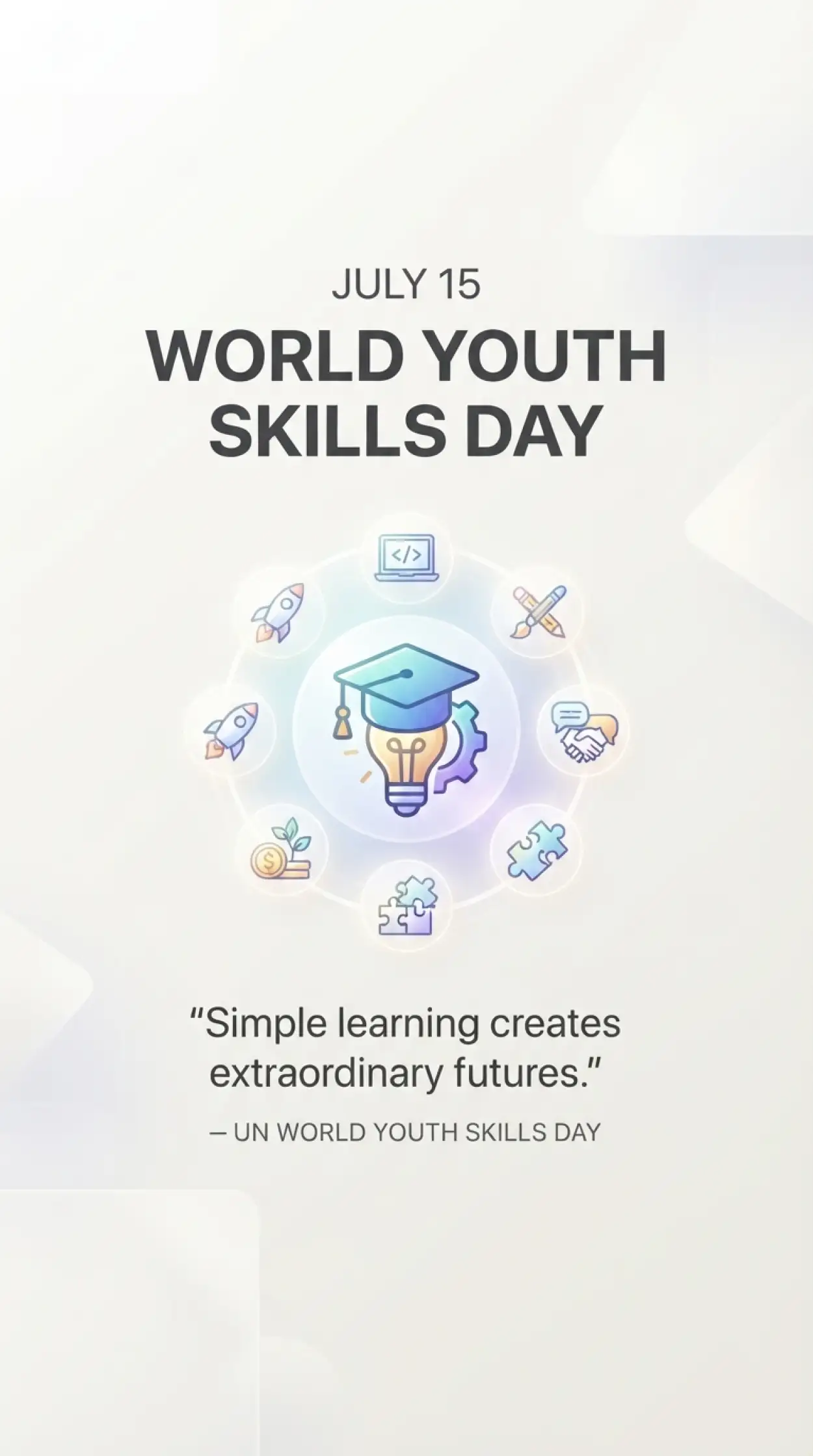 Free Download World Youth Skills Day 2026 Educational Poster - High Quality World Youth Skills Day 2026 Poster Image