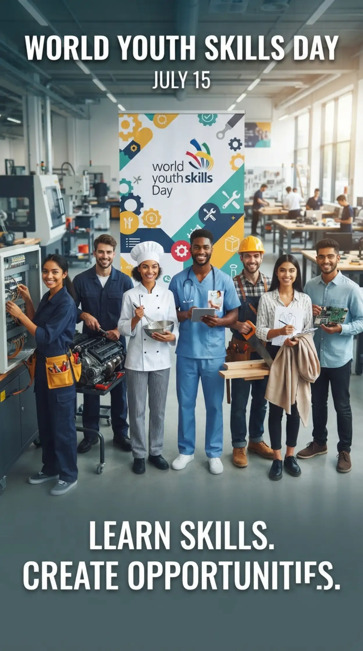 Free Download World Youth Skills Day 2026 Workshop Poster - High Quality World Youth Skills Day 2026 Poster Image